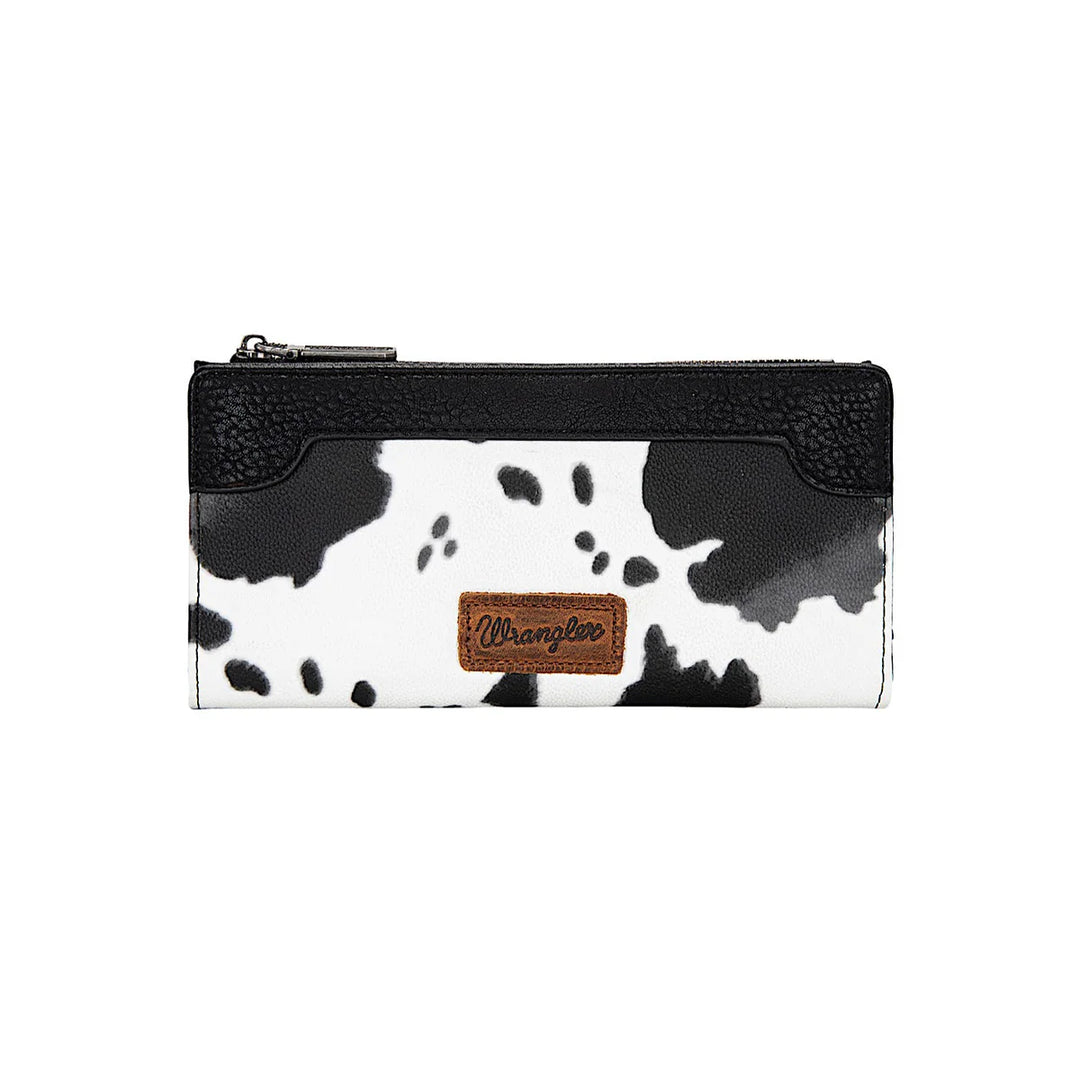 Wrangler - Cow Print Slim Wallet -Black
