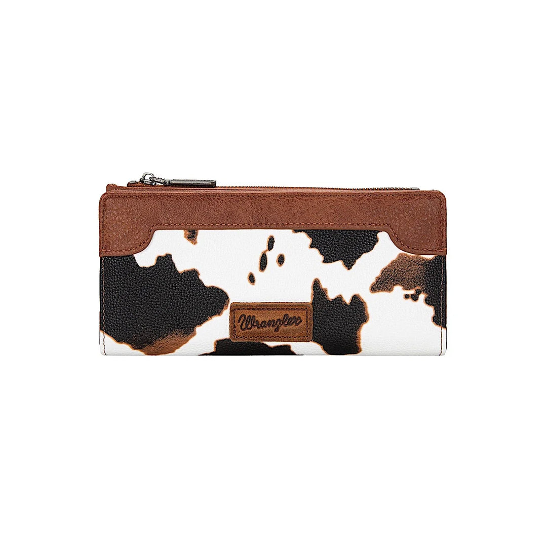 Wrangler - Cow Print Slim Wallet - Tan