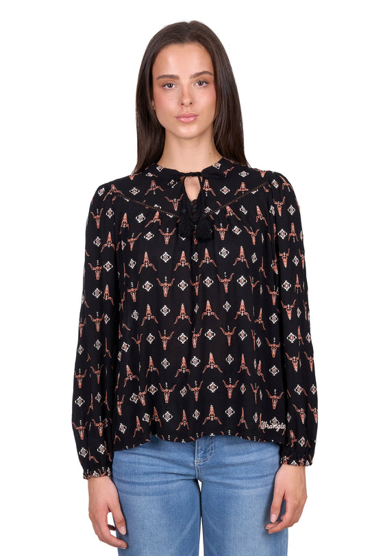 Wrangler- Womens Lucillie LS Blouse Black