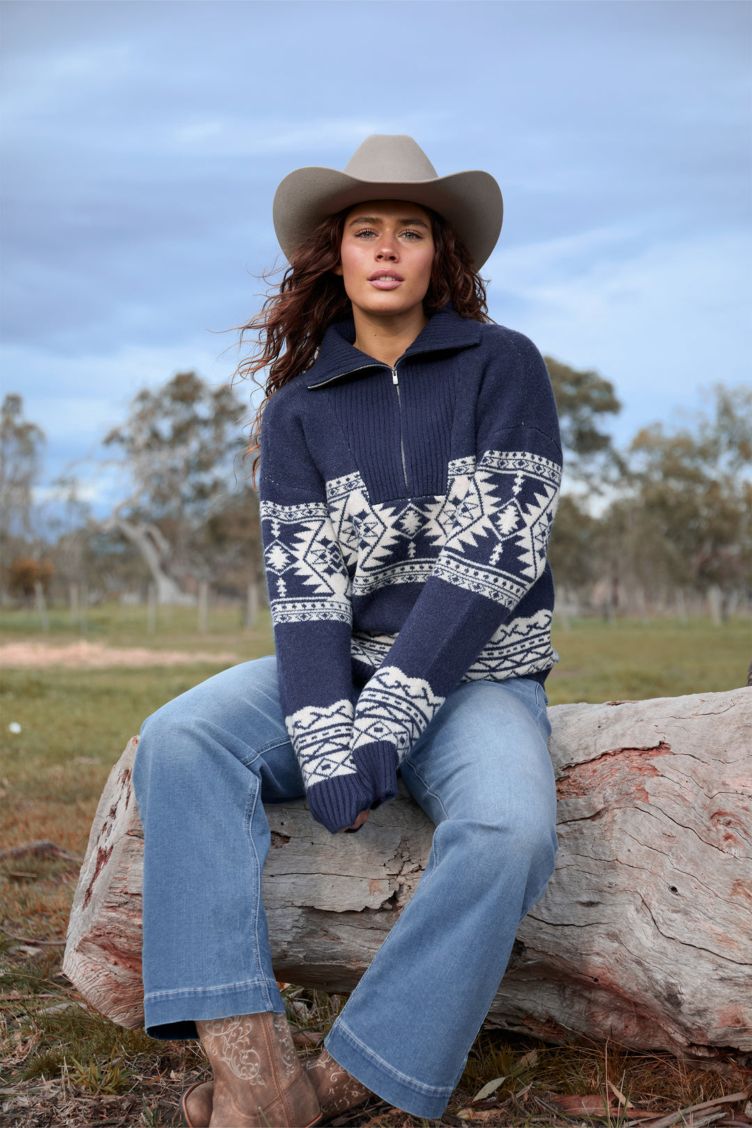 Wrangler- Womens Lacey Navy Sweater