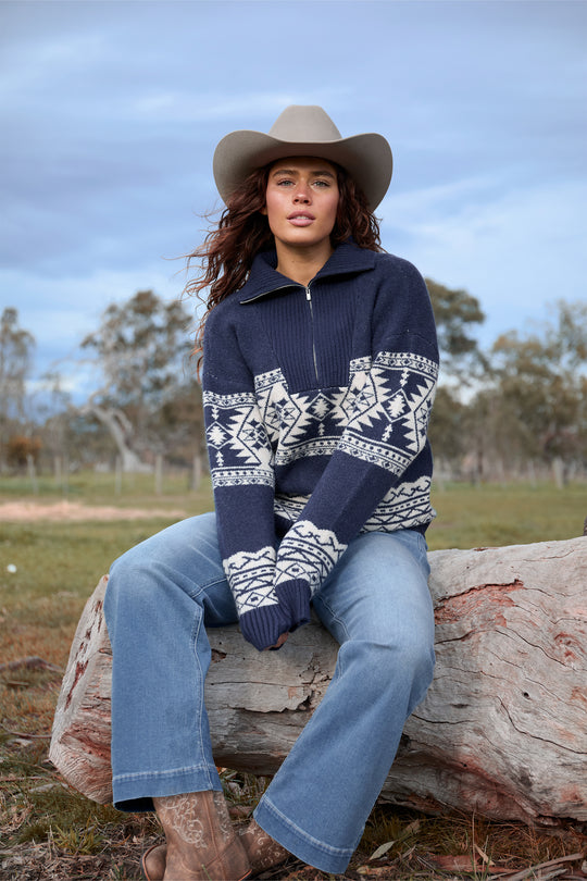 Wrangler- Womens Lacey Navy Sweater
