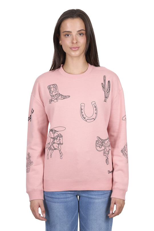 Wrangler- Womens Mallory Rose Crew Sweater