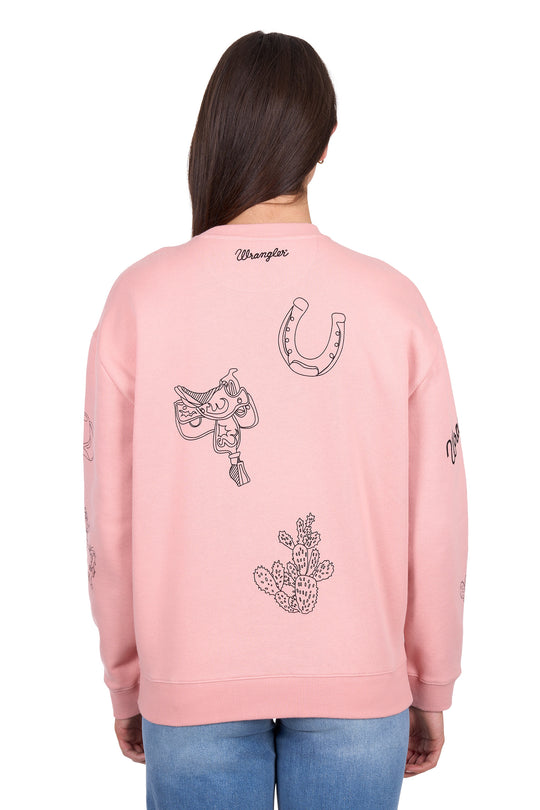 Wrangler- Womens Mallory Rose Crew Sweater