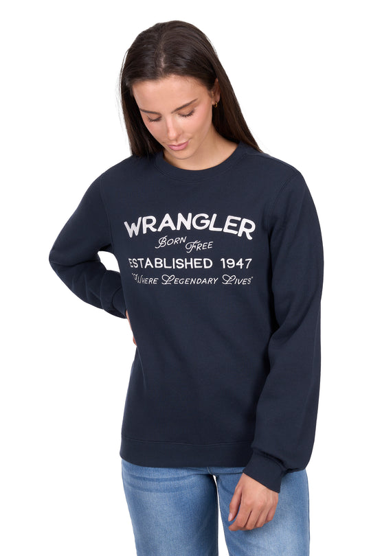 Wrangler- Womens Bella Navy Crew Sweater