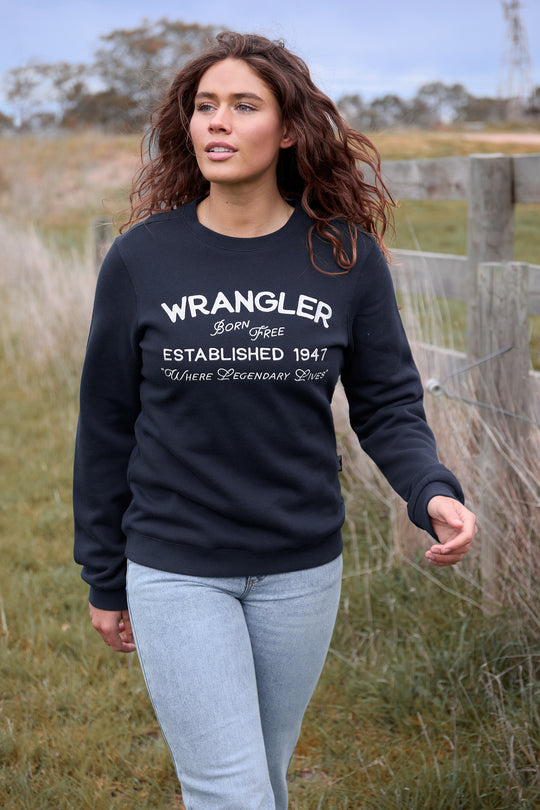 Wrangler- Womens Bella Navy Crew Sweater