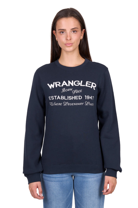 Wrangler- Womens Bella Navy Crew Sweater