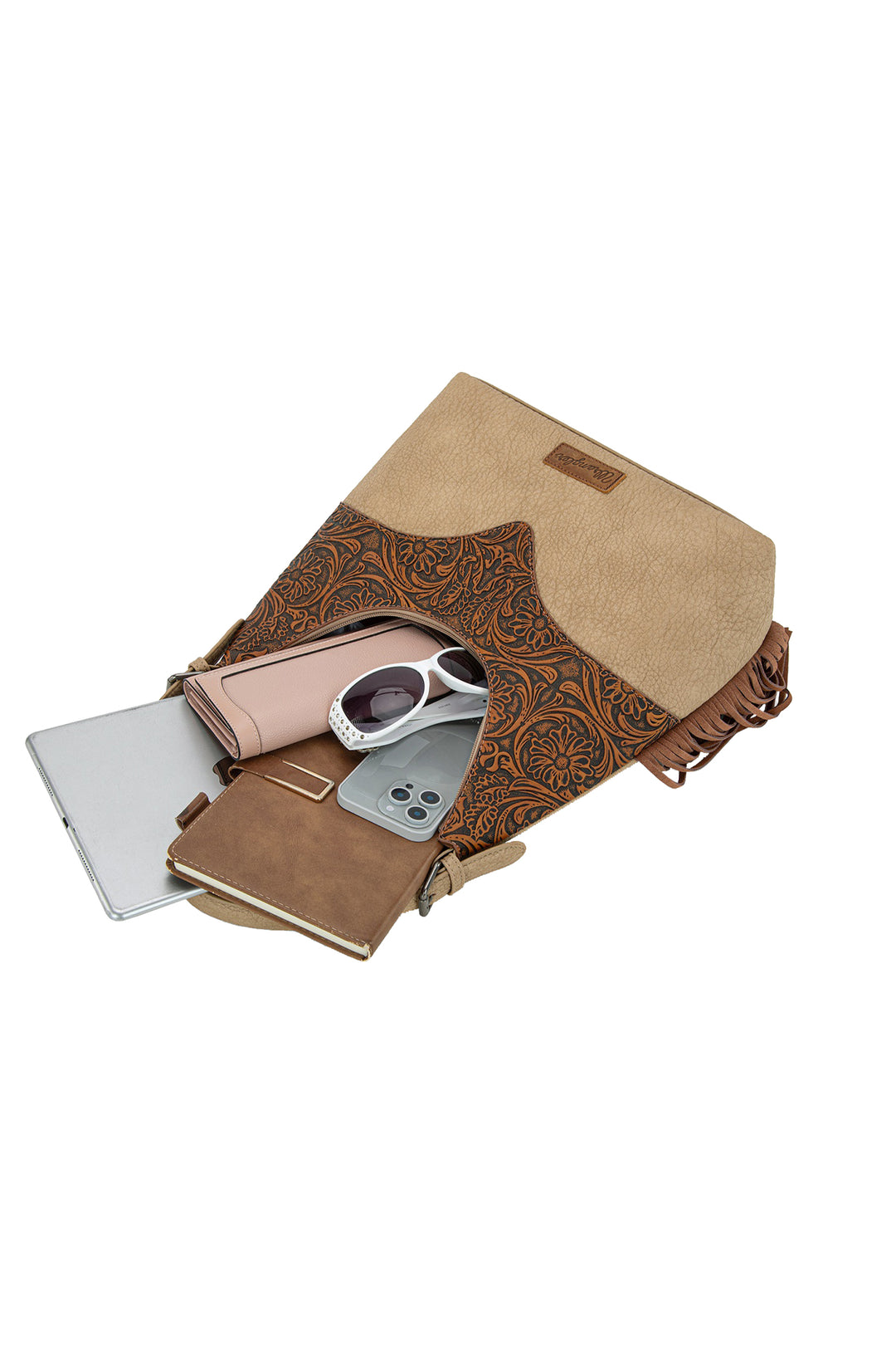 Wrangler - Tessa Tooled Fringe Shoulder Bag Camel