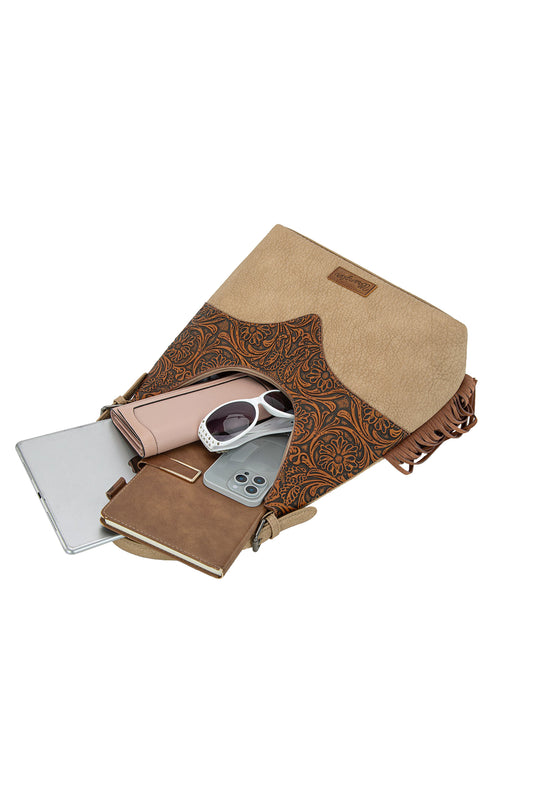 Wrangler - Tessa Tooled Fringe Shoulder Bag Camel