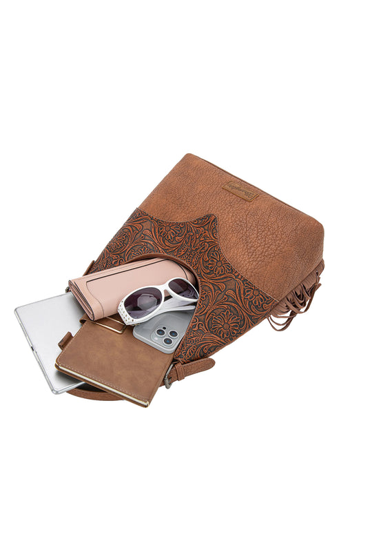 Wrangler - Tessa Tooled Fringe Shoulder Bag Tan