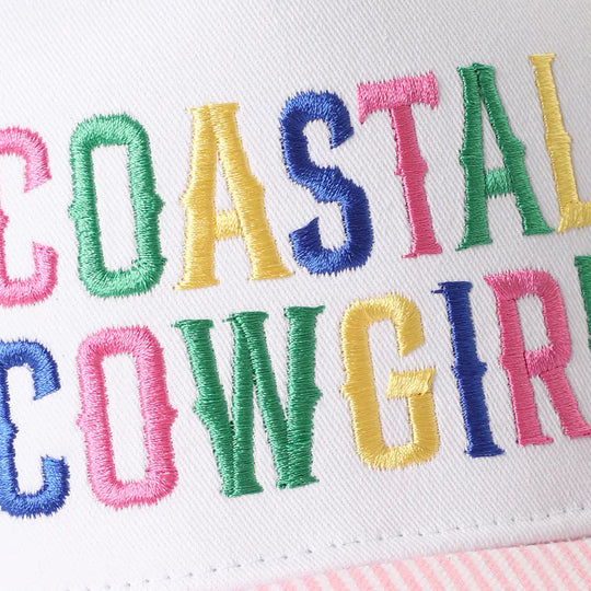 Buffalo Belle - Coastal Cowgirl Embroidered Cap Pink/White