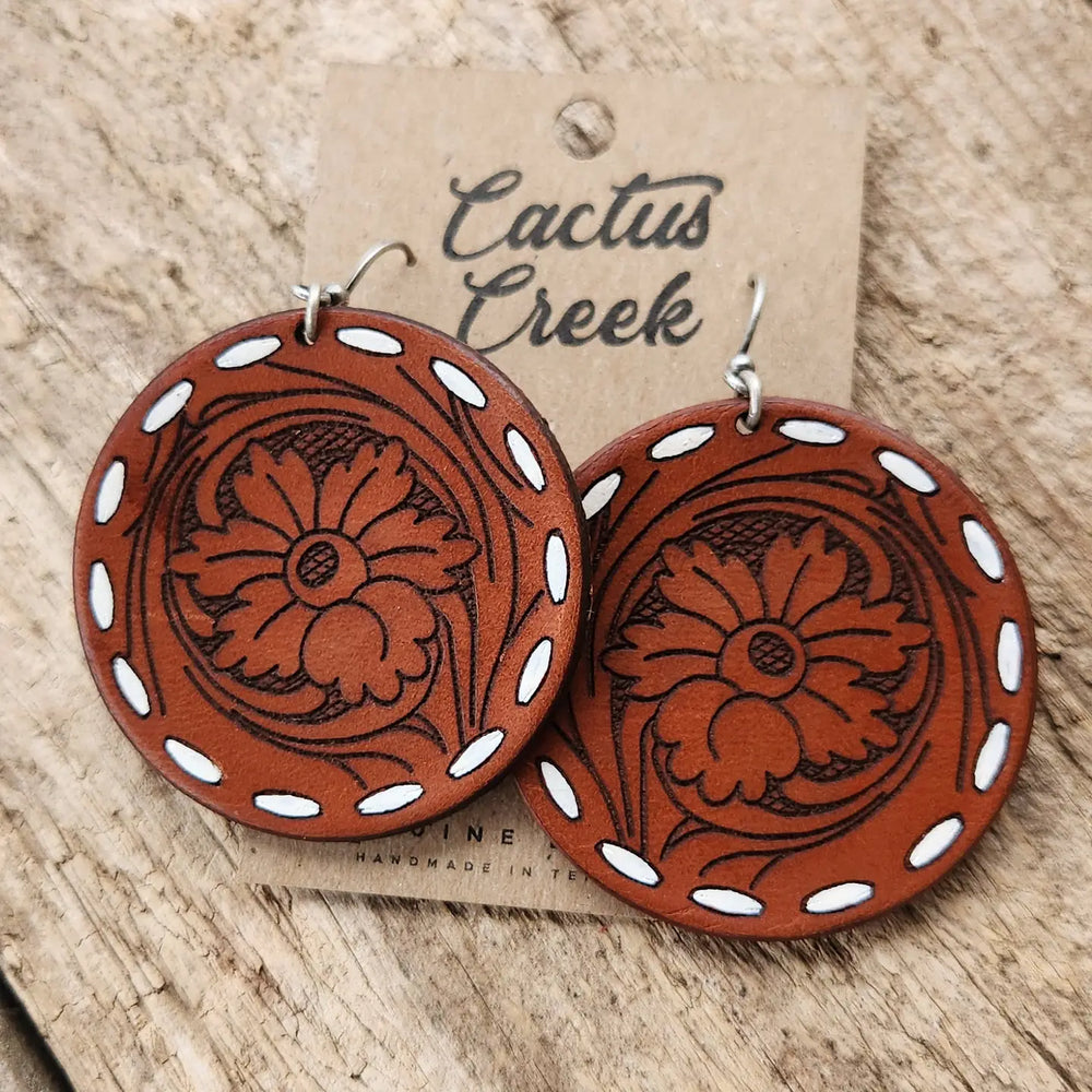 Cactus Creek - Laramie Tooled Leather Earrings