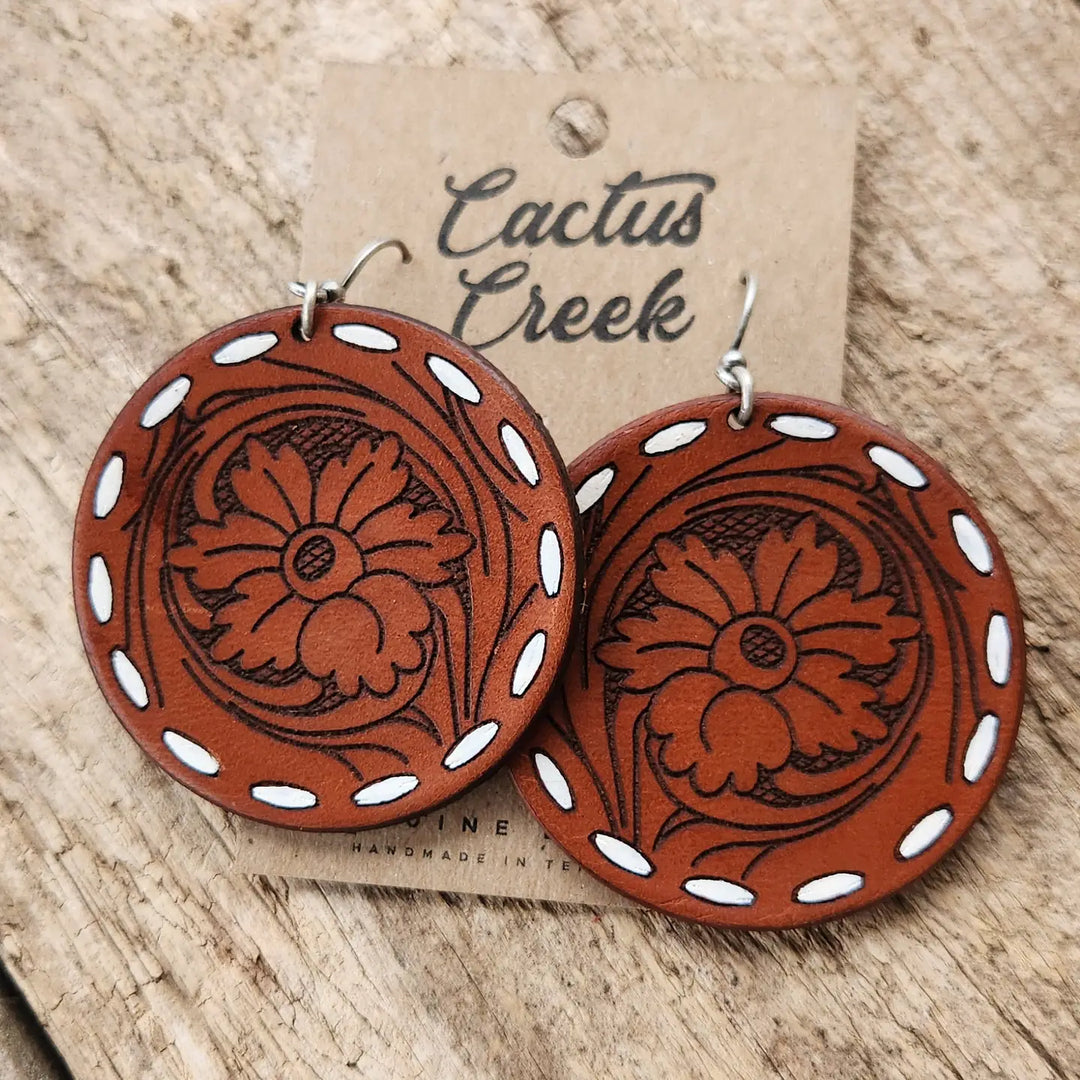 Cactus Creek - Laramie Tooled Leather Earrings