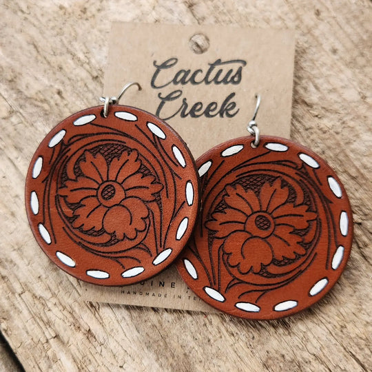 Cactus Creek - Laramie Tooled Leather Earrings