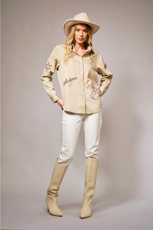 Buffalo Belle - Western Embroidered Snap Button Shirt