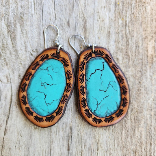 Cactus Creek - Carico Tooled Leather Earrings