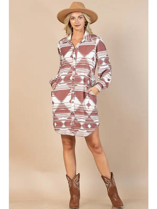 Buffalo Belle - Womens Ingrid Brown Aztec Dress