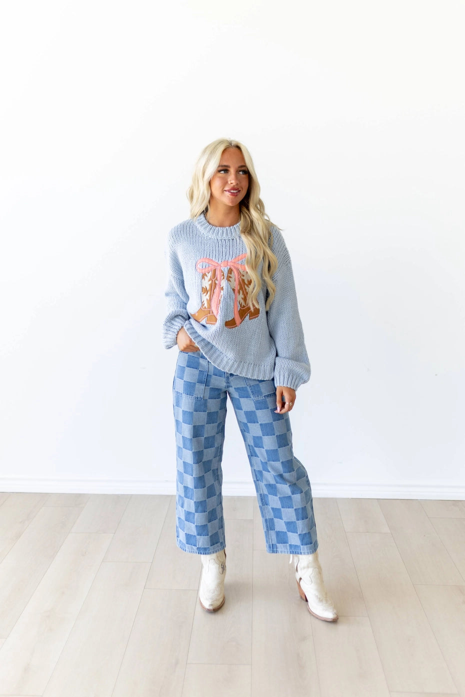 Buffalo Belle - Baby Blue Bow Sweater