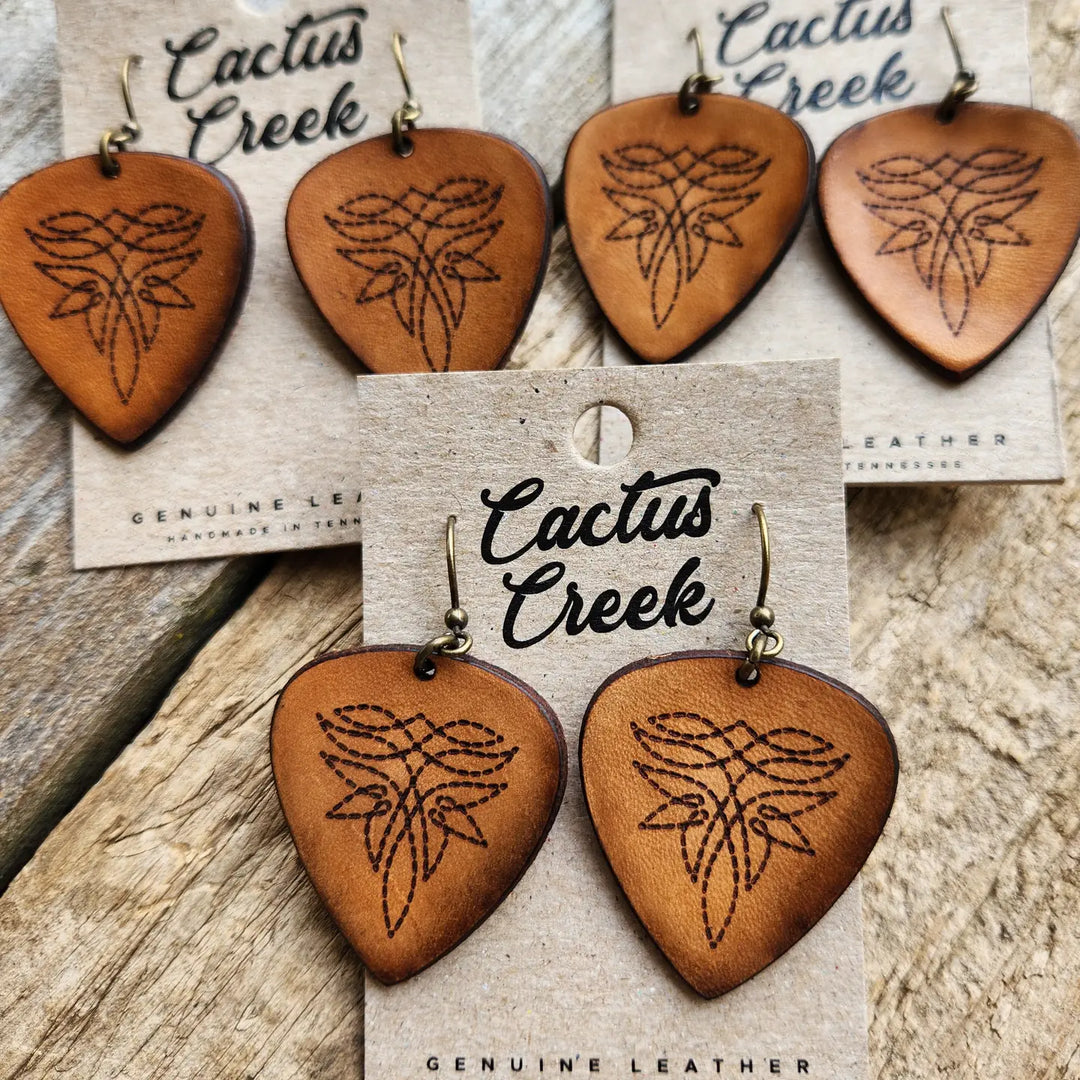 Cactus Creek - Nashville Tooled Leather Earrings
