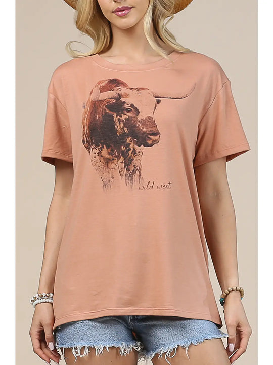 Buffalo Belle - Womens Longhorn Bull Tee