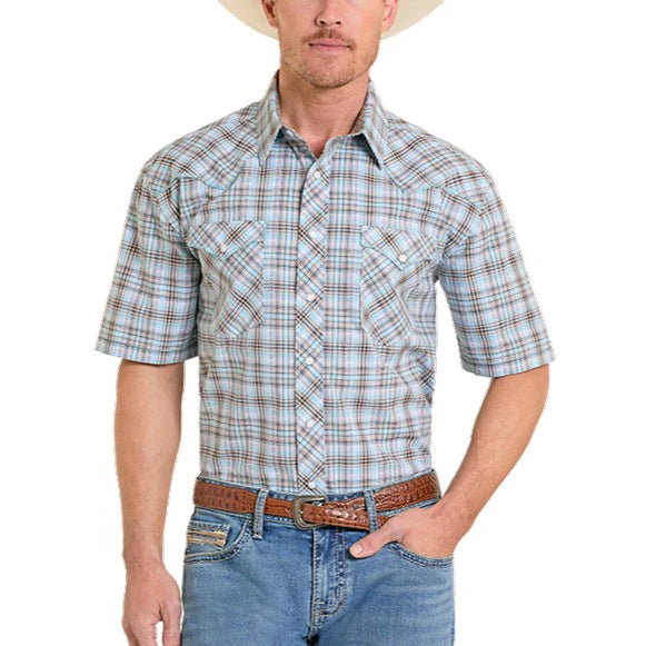 Panhandle Slim - Fancy Teal Men's Western Snap