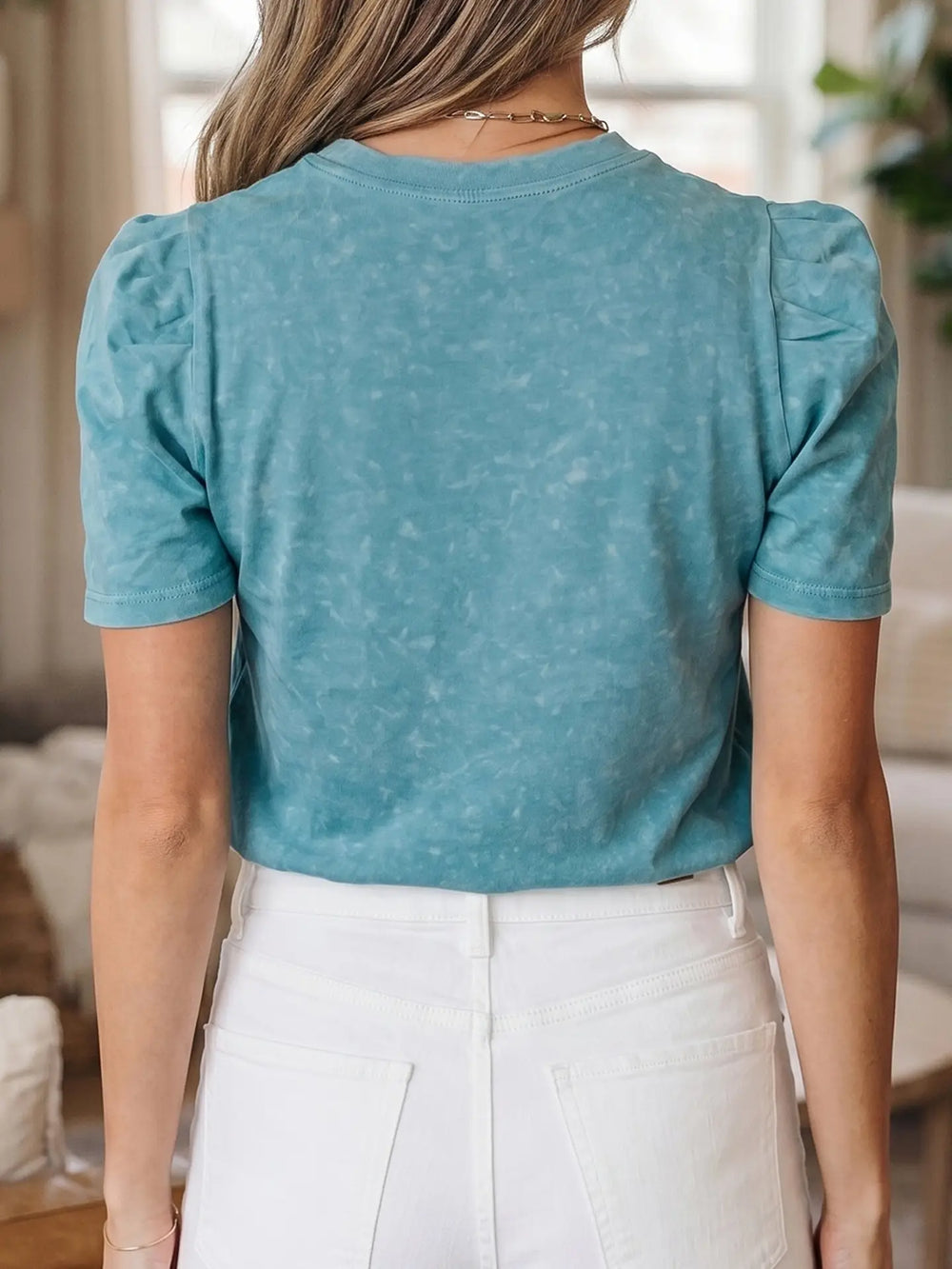 Buffalo Belle - Turquoise Mineral Puff Sleeve Tee