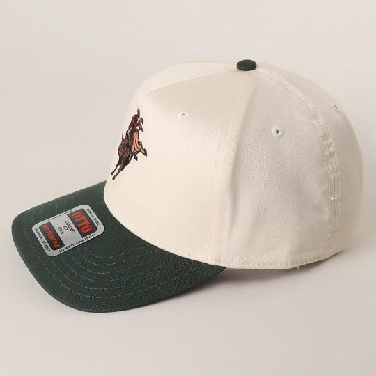 Buffalo Belle - Dark Green Bull Riding Embroidered Cap