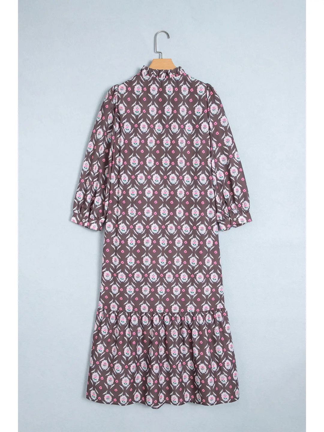 Buffalo Belle - Womens Floral Button Front Ruffle Hem Midi Dress