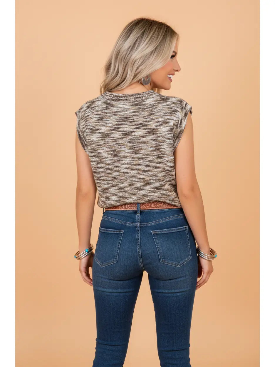 Buffalo Belle - Women's Horseshoe Sleeveless Sweater Knit Top