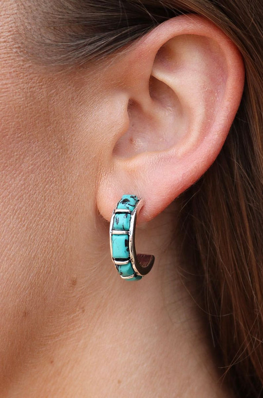 West & Co - Estella Turquoise Inlay Hoops
