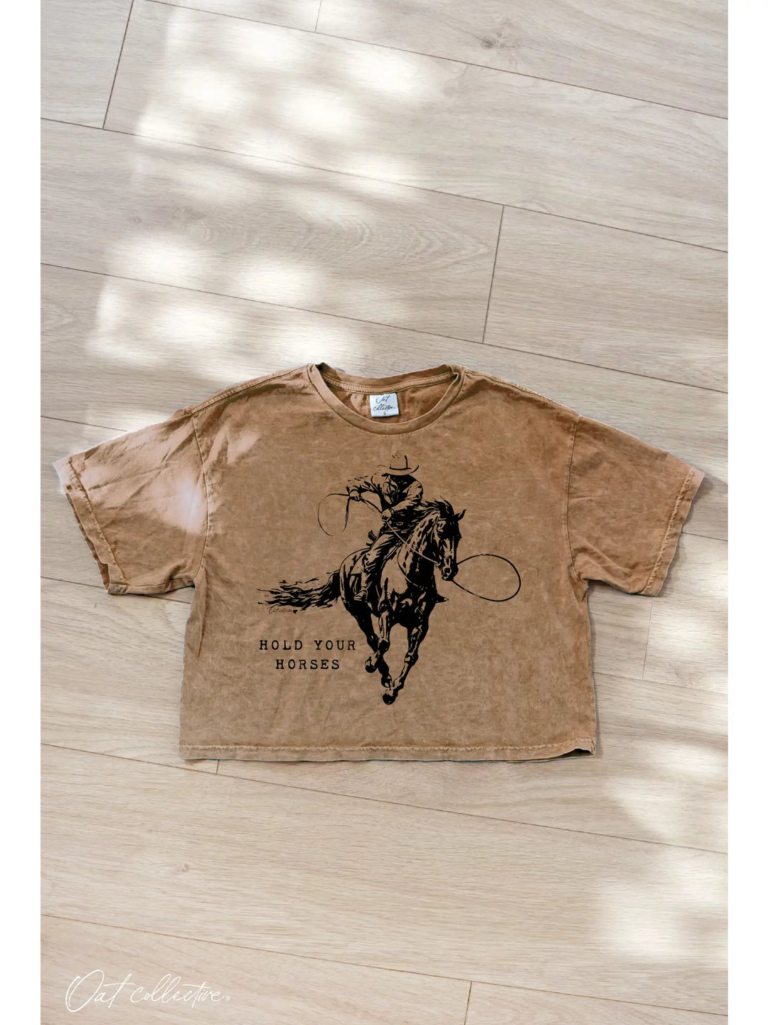 Buffalo Belle - Hold Your Horses Cropped Tan Tee