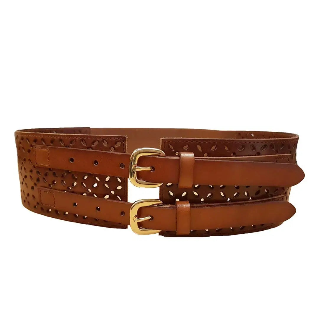 Buffalo Belle - Women's Double Buckle Tan Belt