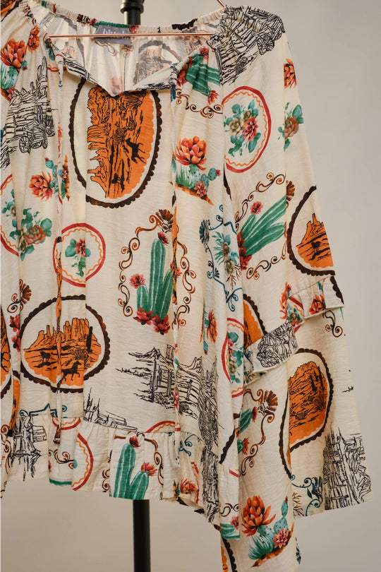 Buffalo Belle - Western Print Boho Blouse
