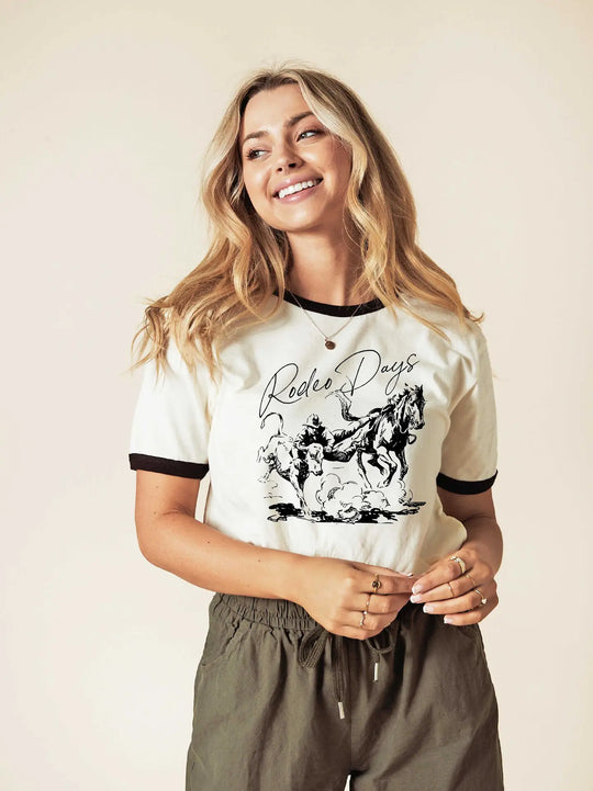 Buffalo Belle - Rodeo Days Ringer Graphic Black Tee