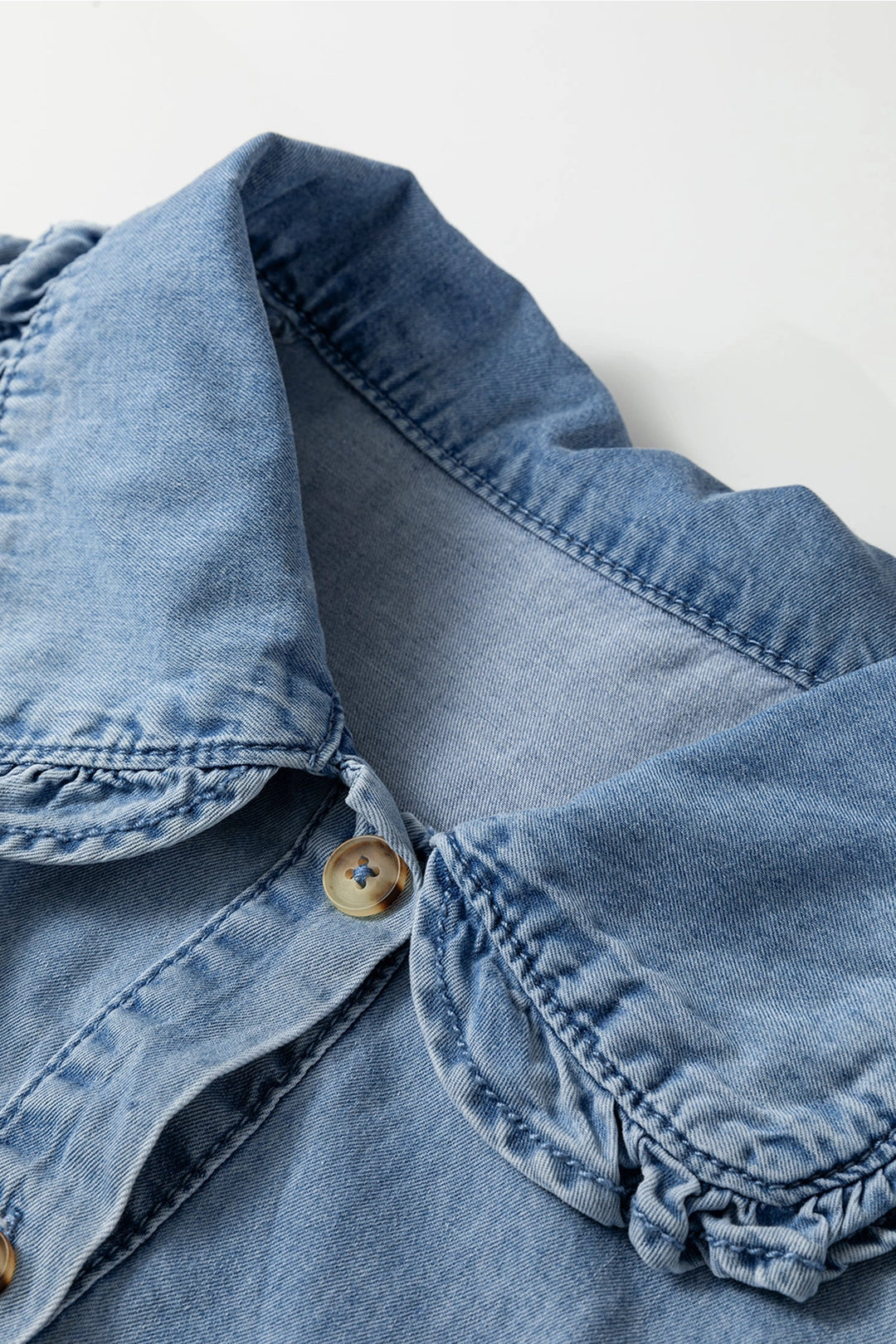 Buffalo Belle - Women's Denim Ruffle Peter Pan Collar Shirt