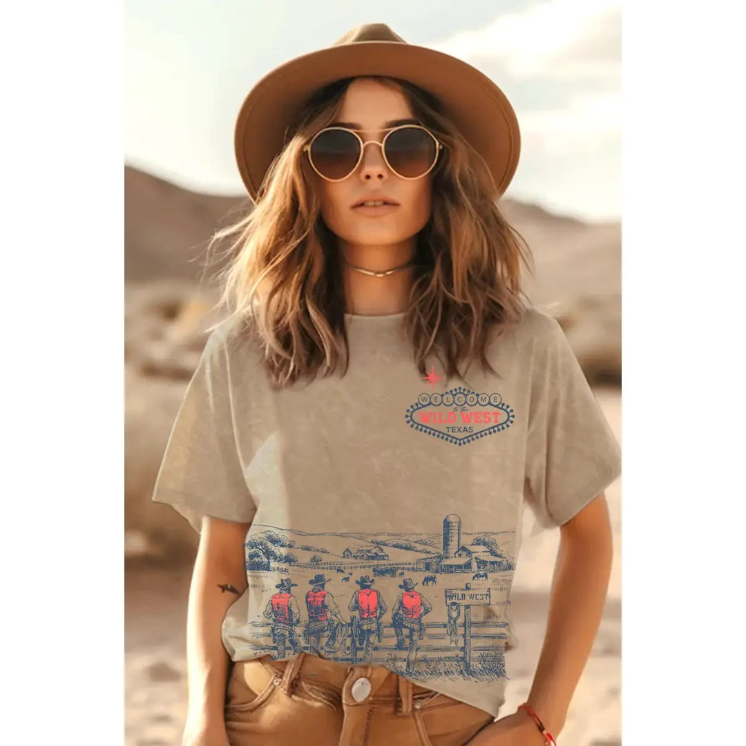 Buffalo Belle - Welcome Wild West Mineral Taupe Graphic Tee