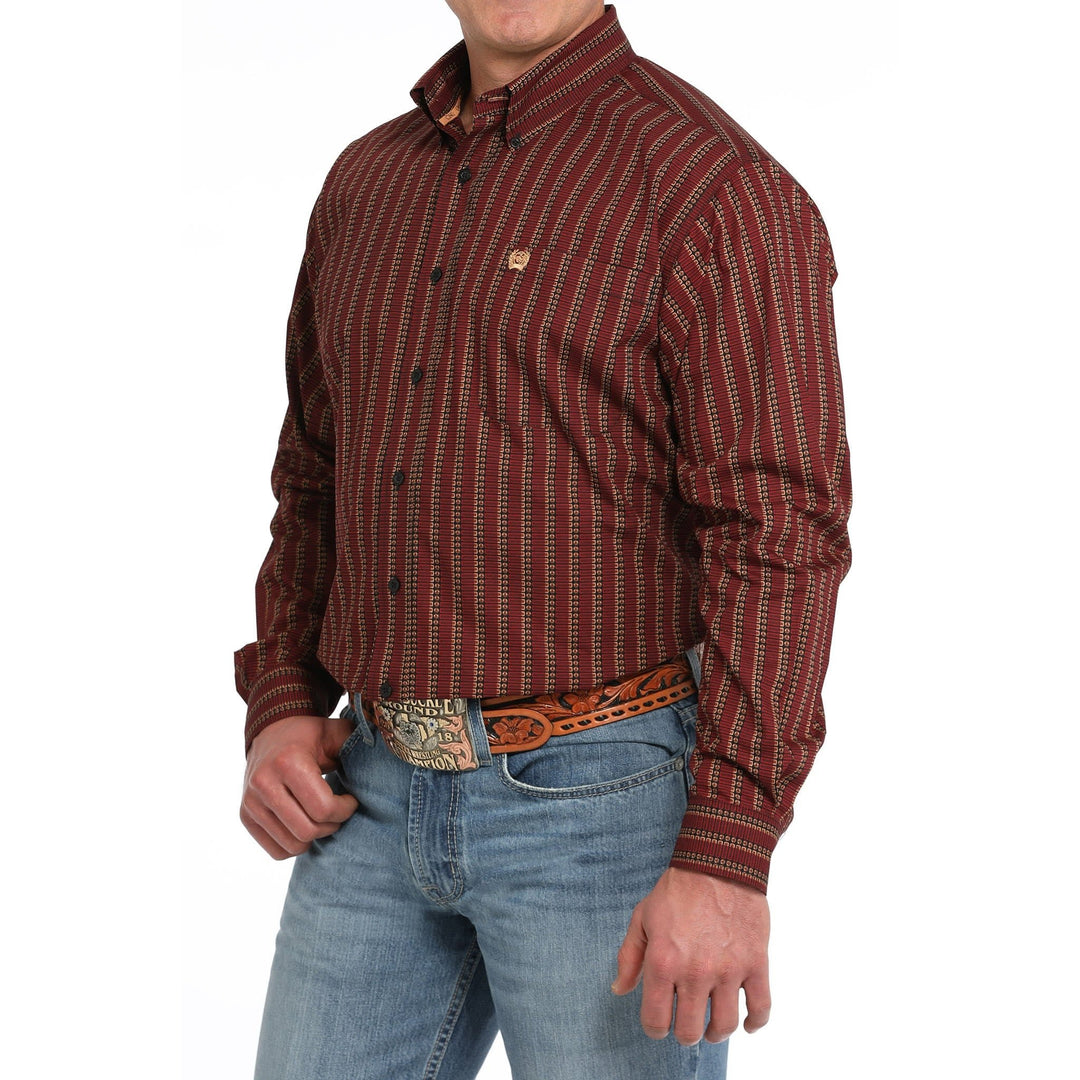 Cinch - Mens Maroon Stripe Arena Shirt