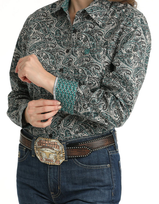 Cinch- Womens Paisley Teal Arena Shirt