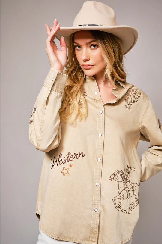 Buffalo Belle - Western Embroidered Snap Button Shirt