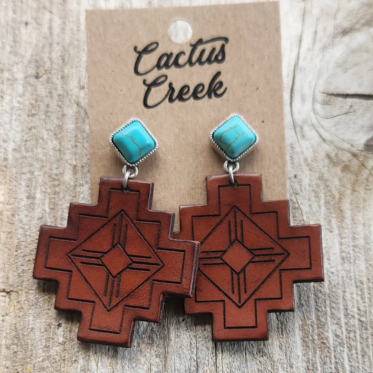 Cactus Creek - Zia Tooled Leather Earrings