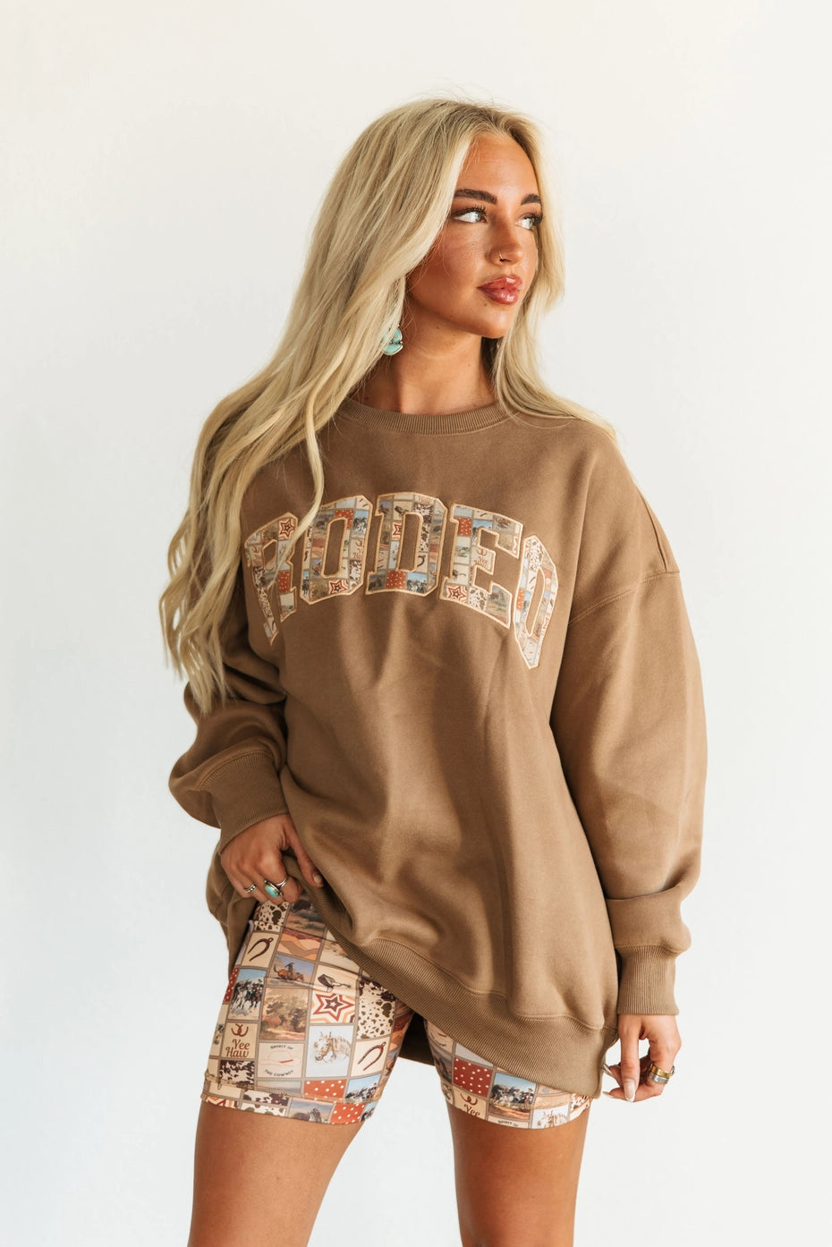 Buffalo Belle - Women's Varsity Brown Rodeo Sweater