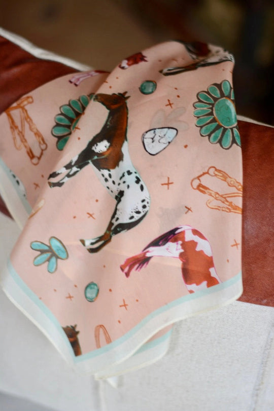 Wild Rag - Horses and Turquoise Peach