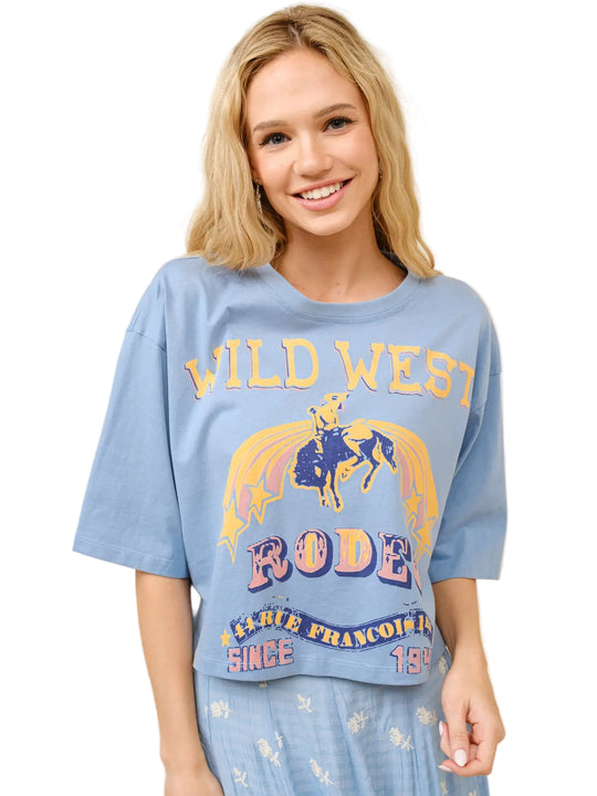 Buffalo Belle - Womens Wild West Blue Graphic Tee