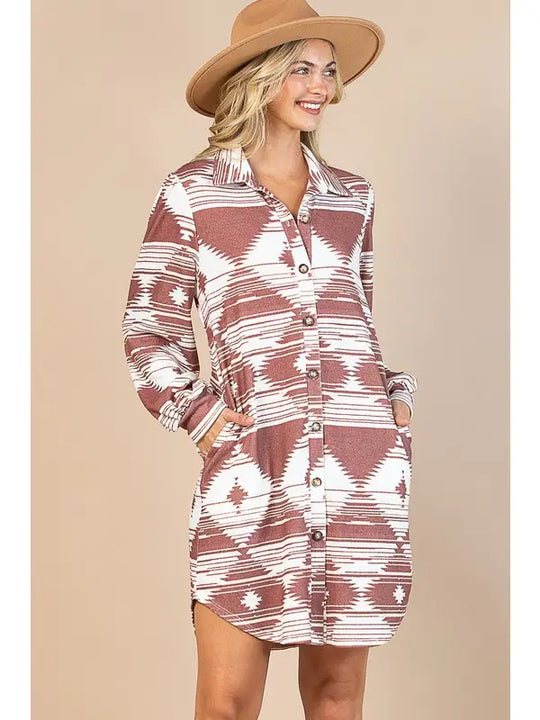 Buffalo Belle - Womens Ingrid Brown Aztec Dress