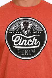 Cinch - Mens Orange Buffalo Logo Tee