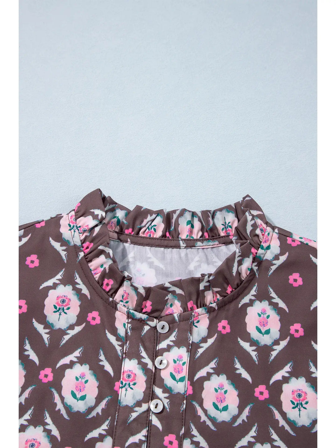 Buffalo Belle - Womens Floral Button Front Ruffle Hem Midi Dress