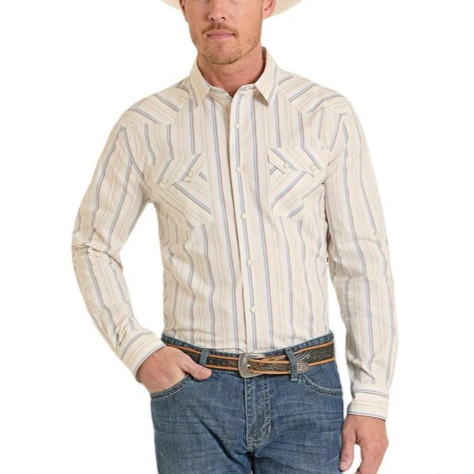 Rock & Roll - Men's Vintage Pasty Yellow Western Snap Shirt