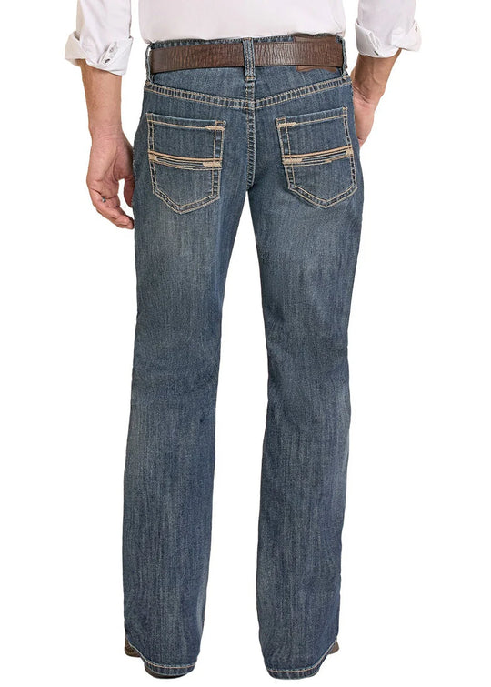 Rock & Roll - Men's Relaxed Fit Roped Pocket Boot Cut Jeans
