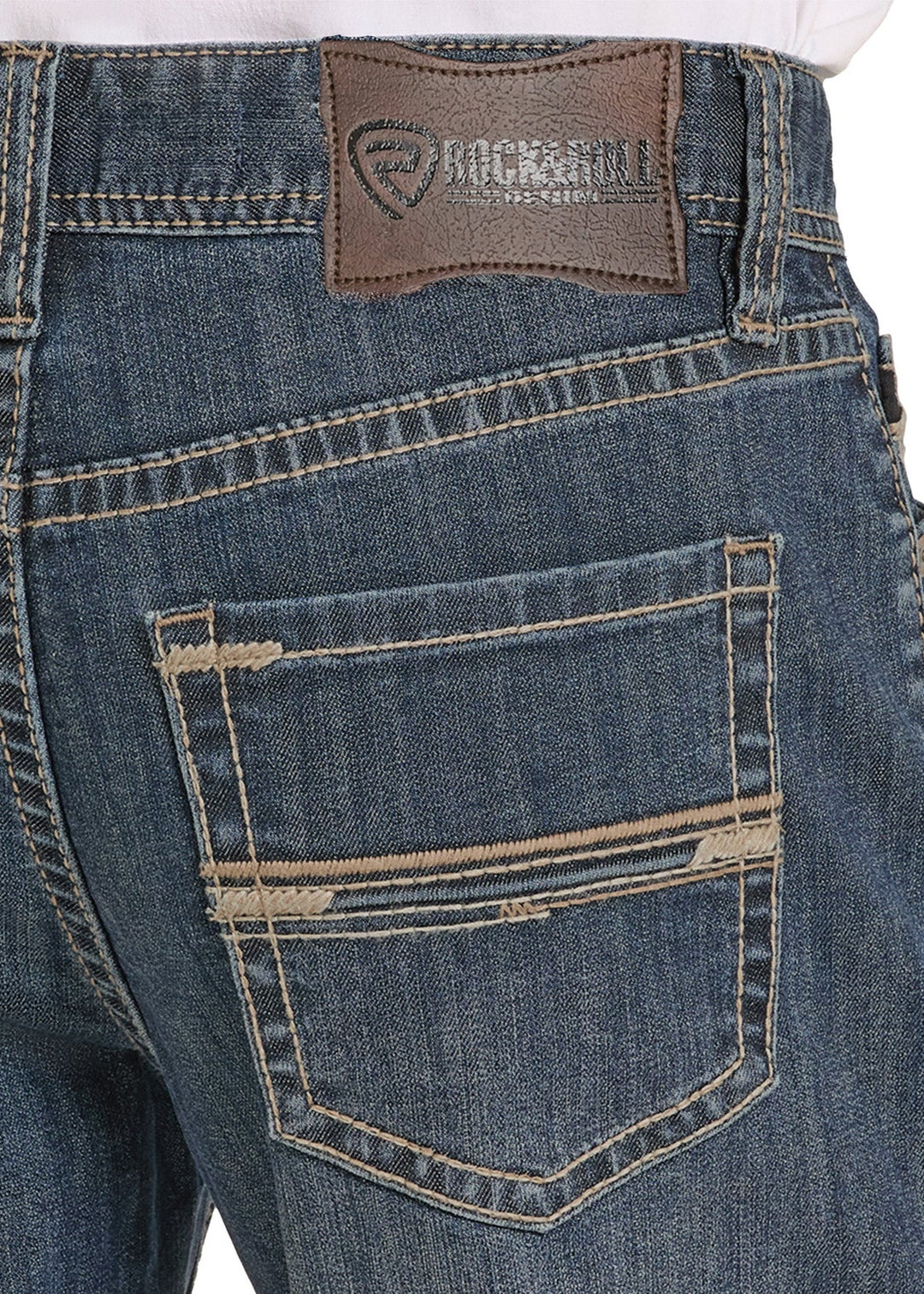 Rock & Roll - Men's Relaxed Fit Roped Pocket Boot Cut Jeans