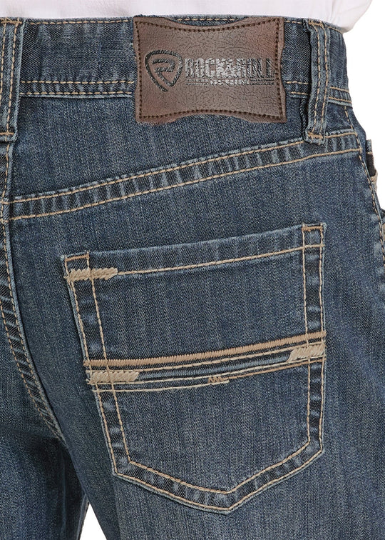 Rock & Roll - Men's Relaxed Fit Roped Pocket Boot Cut Jeans