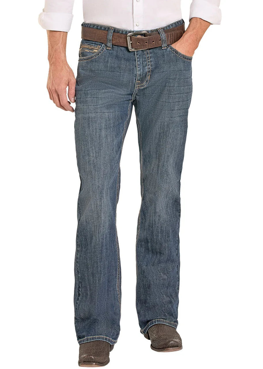 Rock & Roll - Men's Relaxed Fit Roped Pocket Boot Cut Jeans